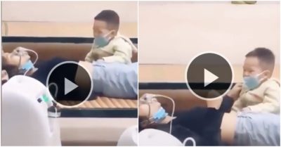 Clip: Bé trai khóc nghẹn khi thấy mẹ thở oxy ở bệnh viện dã chiến