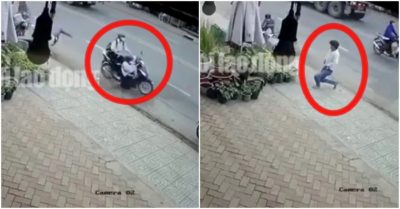 Clip: Nữ sinh đạp ngã nhào hai tên cướp điện thoại