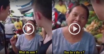 Video: Cụ bà hồn nhiên bắt chuyện với hai chàng Tây