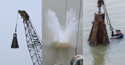 Cận cảnh búa nặng 5 tấn thả từ trên cao phá trụ hỏng của cầu Long Biên