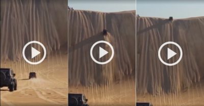 Video: Khoảnh khắc ôtô ‘trèo’ tường cát dựng đứng