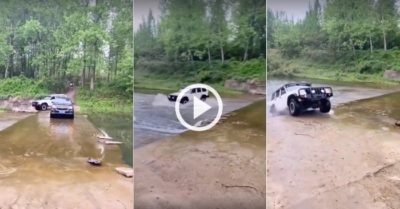 Video: Ôtô lội suối tránh xe đỗ giữa đường