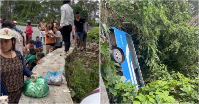 Ôtô chở 30 người mất lái lao xuống vực Tam Đảo