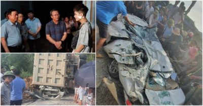 Xe tải đè xe con bẹp rúm, ba người chết, một thanh niên sống sót kỳ diệu