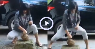 Video: Cô gái xinh đẹp dùng tay không đấm vỡ quả sầu riêng đầy gai sắc