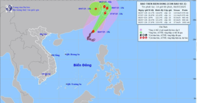 Bão số 2 tiến vào biển đông: Di chuyển hướng Bắc Đông Bắc, giật cấp 15